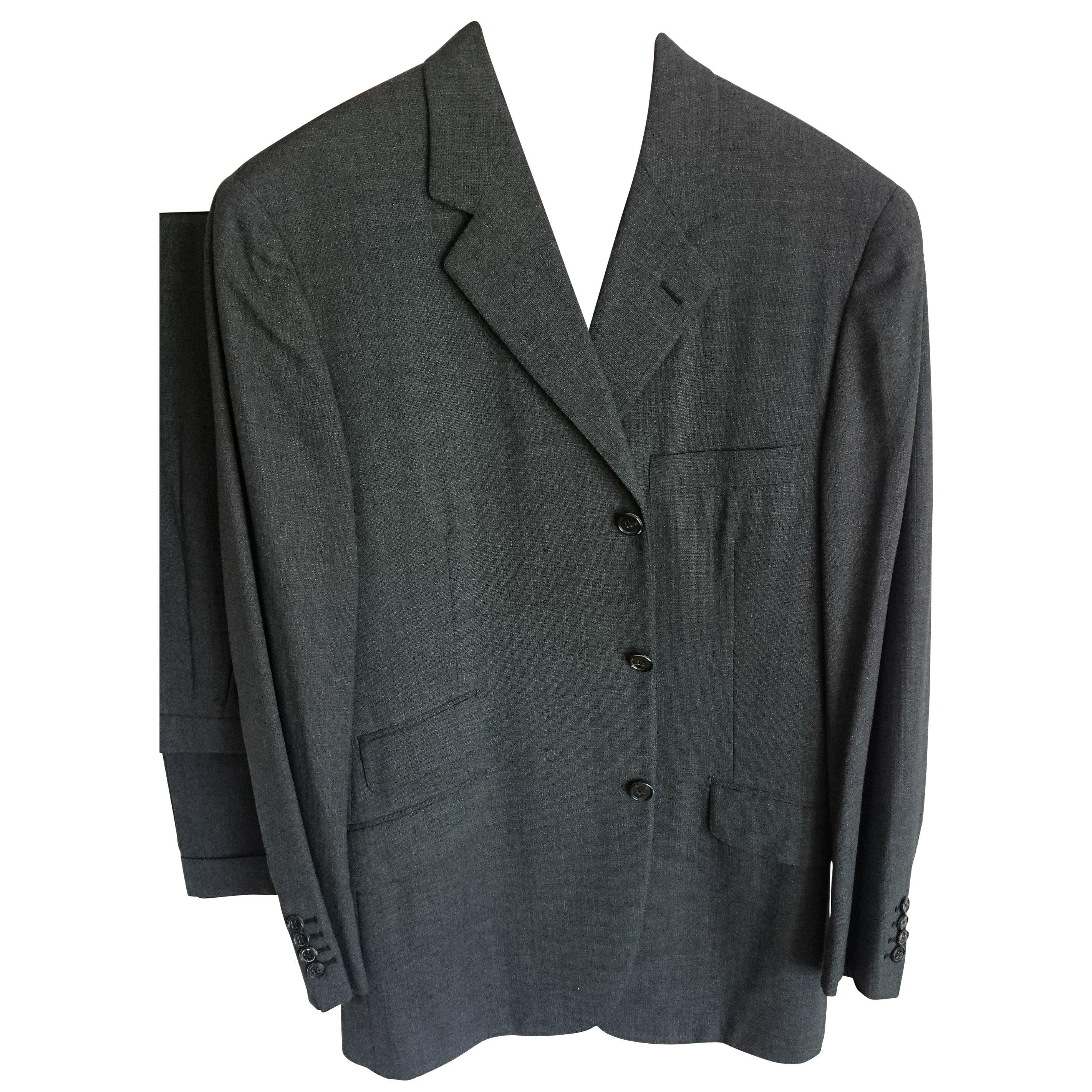 HERMES "New" Wool Dark Gray Men's Two Piece Suit - Unworn For Sale