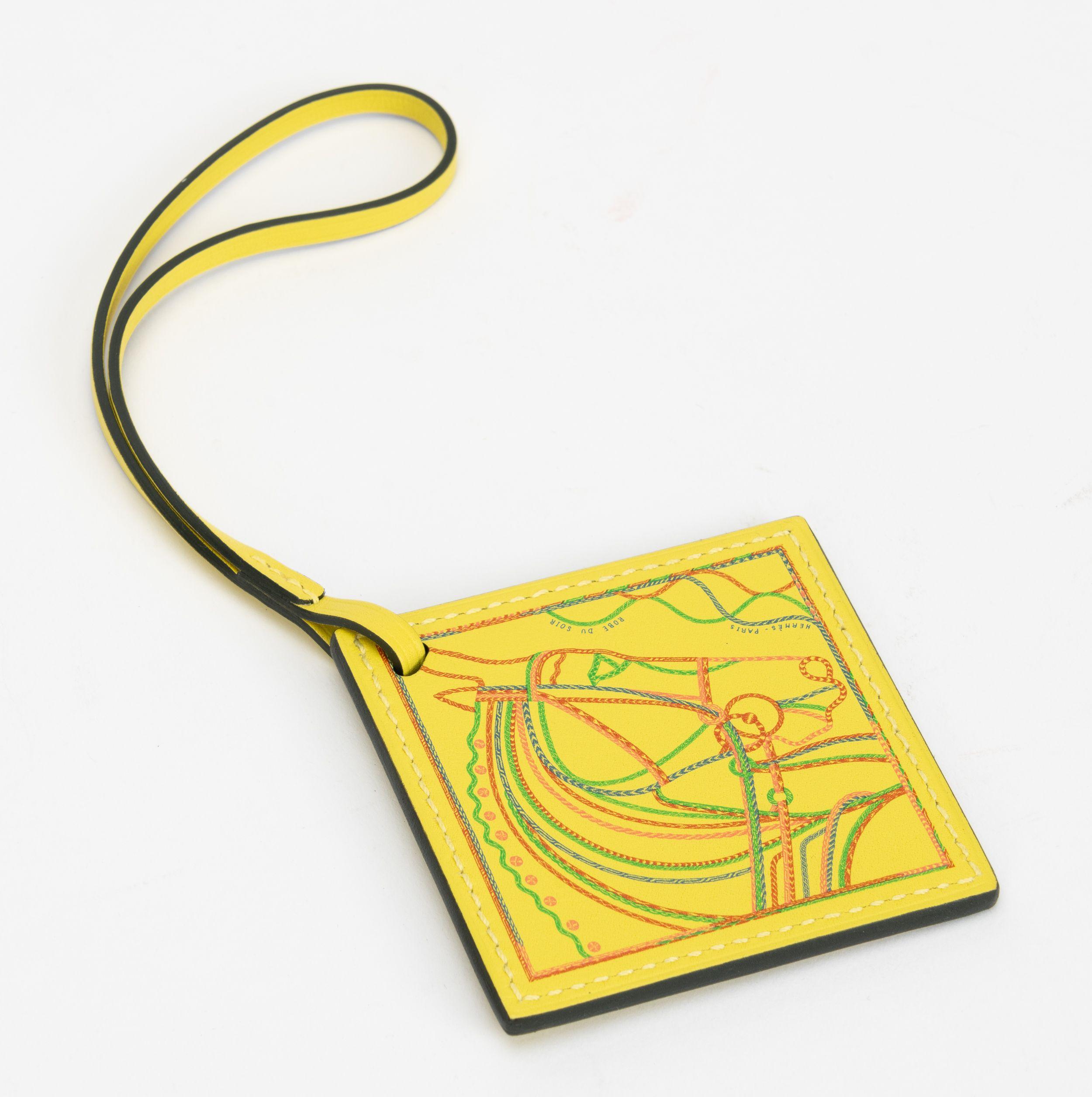 Hermès New Yellow Leather Bag Charm In New Condition For Sale In West Hollywood, CA