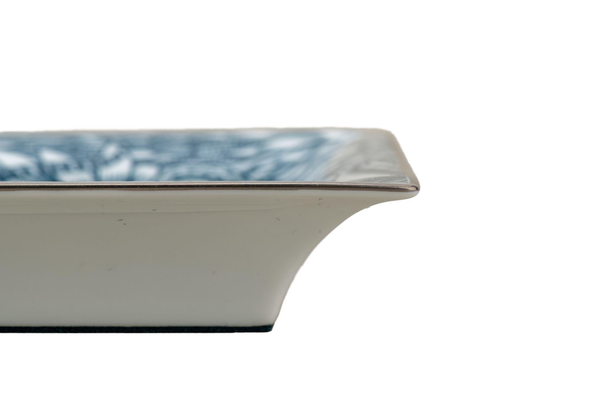Hermès New Zebra Blue Porcelain Ashtray In New Condition For Sale In West Hollywood, CA