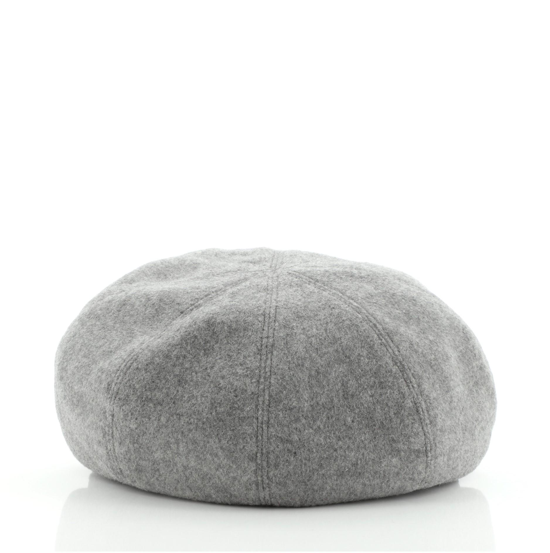 Hermes Newsboy Cap Wool Gray In Good Condition In Irvine, CA