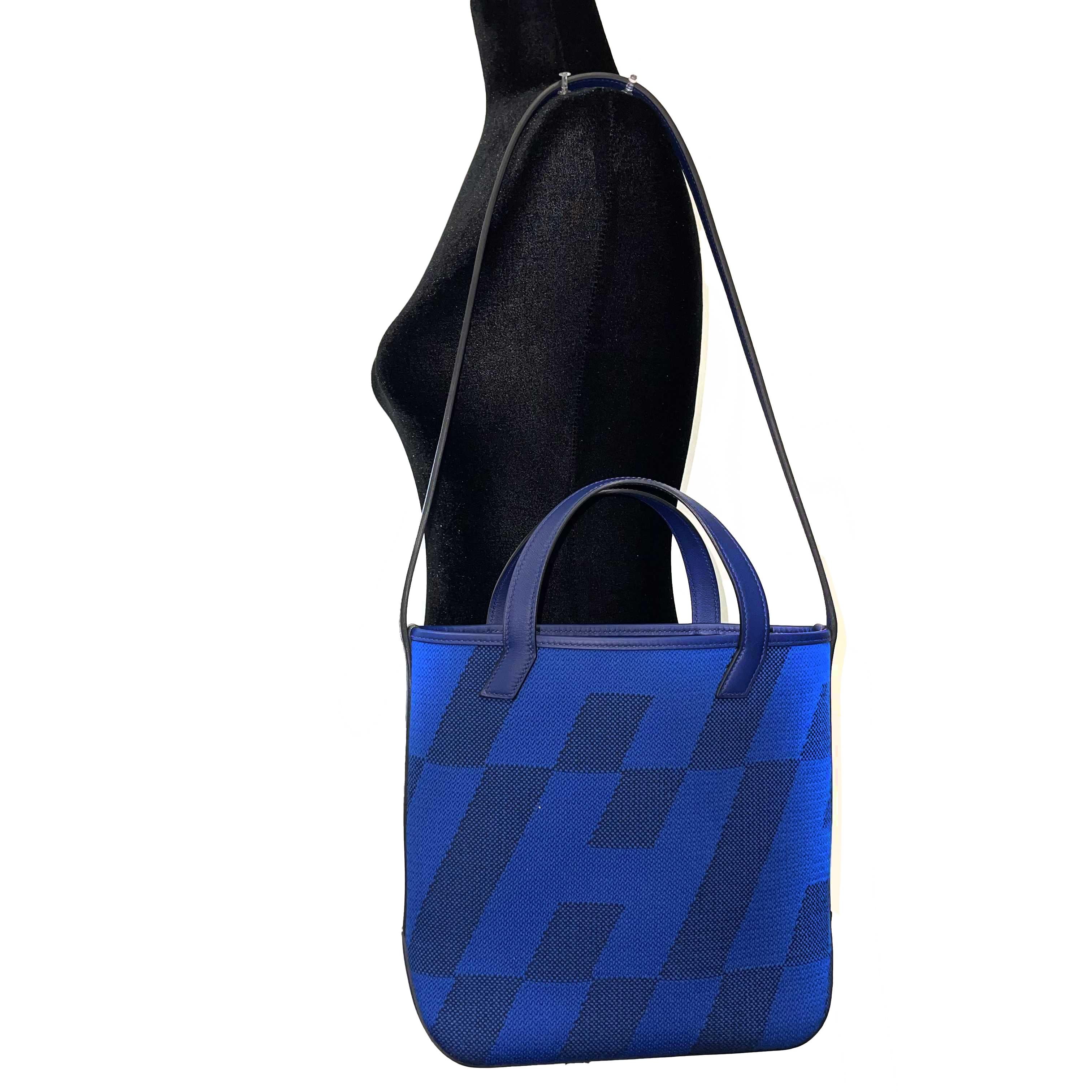 Hermes - NEW Cabas H en Biais Swift Toile Canvas 27 (Blue limited edition) Tote  2