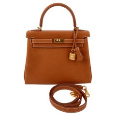 Hermès NIB Barenia Faubourg Kelly 25 Retorunè Double Strap