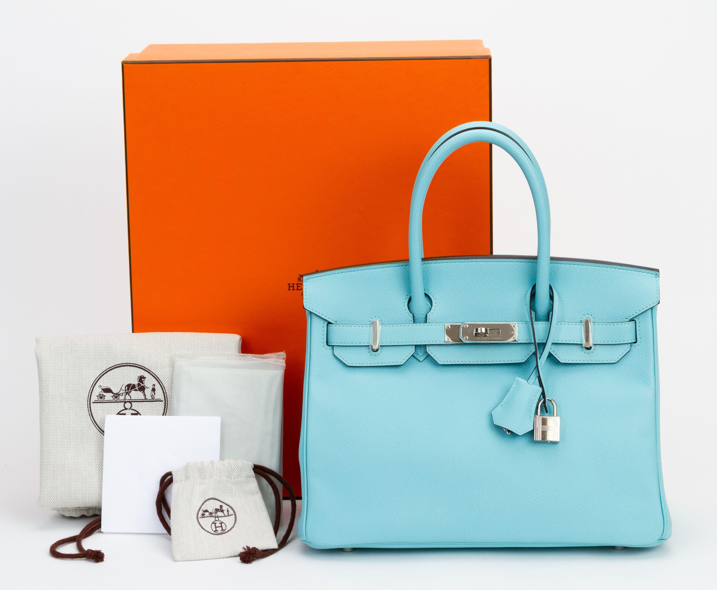 Hermes NIB Birkin 30 Blue Atoll Epsom For Sale 8