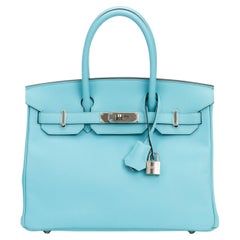 Hermes NIB Birkin 30 Blue Atoll Epsom