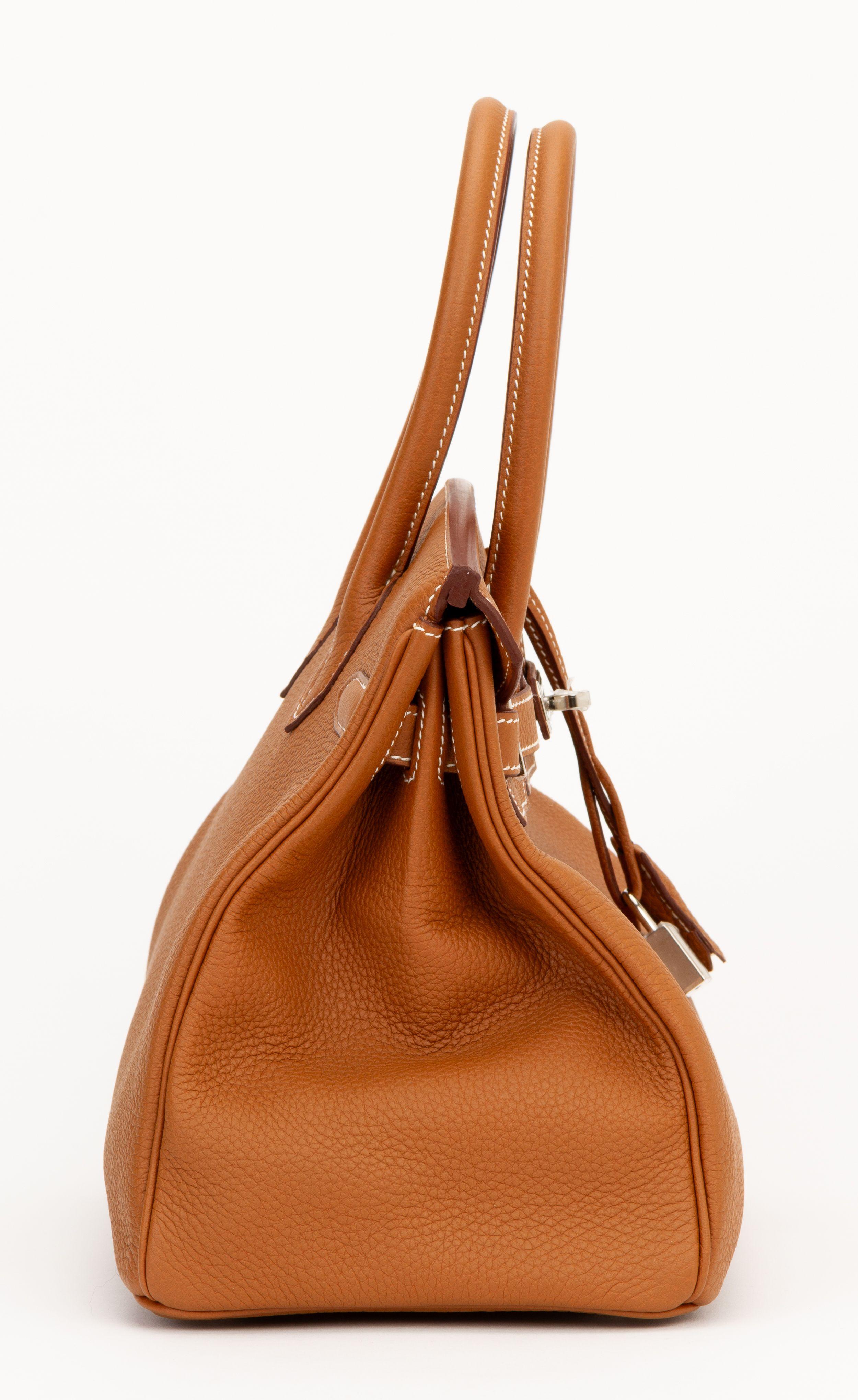 Brown Hermes NIB Birkin 30 Gold Togo Palladium For Sale