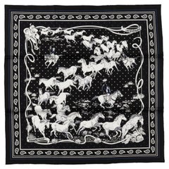 Hermès NIB Black Les mustangs Bandana