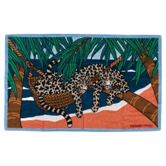 Used Hermès NIB Celeste Leopard Beach Towel