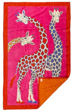 Asciugamano da spiaggia Hermès NIB Giraffes Fuchsia