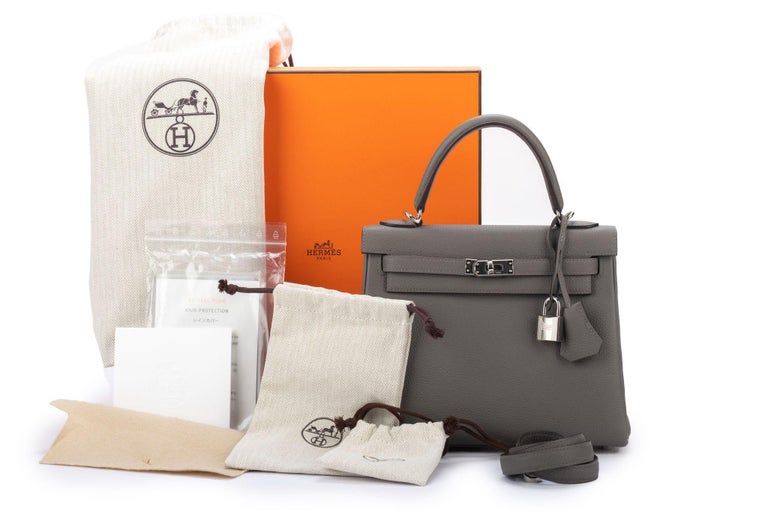 Hermes NIB Kelly 28 Sellier Etain Epsom