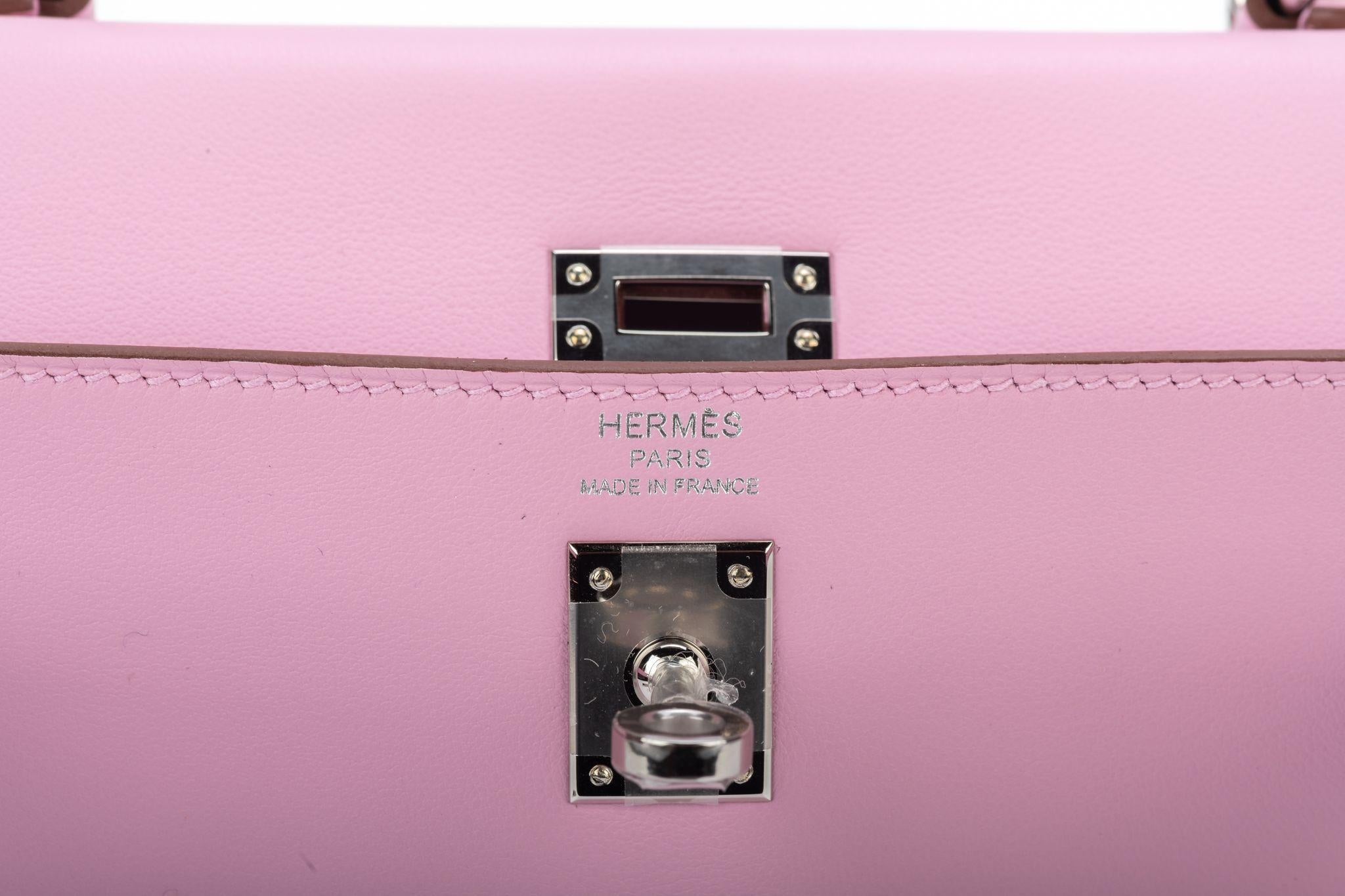 Hermes NIB Kelly 25 Retourne Mauve Swift For Sale 5