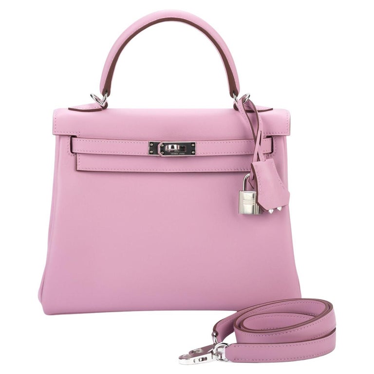 Sold at Auction: Hermes Kelly Handbag Anemone Swift with Palladium Hardware 25  Purple