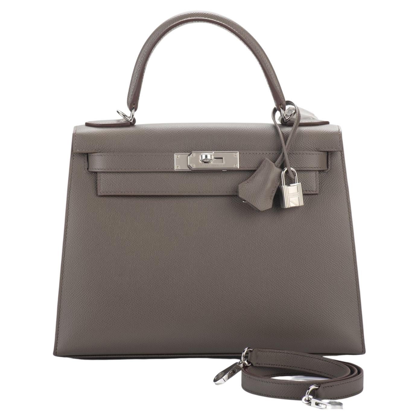 Hermes NIB Kelly 28 Sellier Etain Epsom en vente