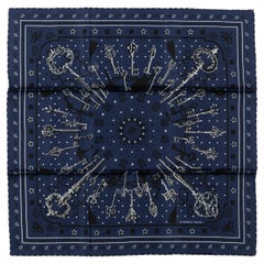 Hermès NIB Les Cles Bandana Silk Blue