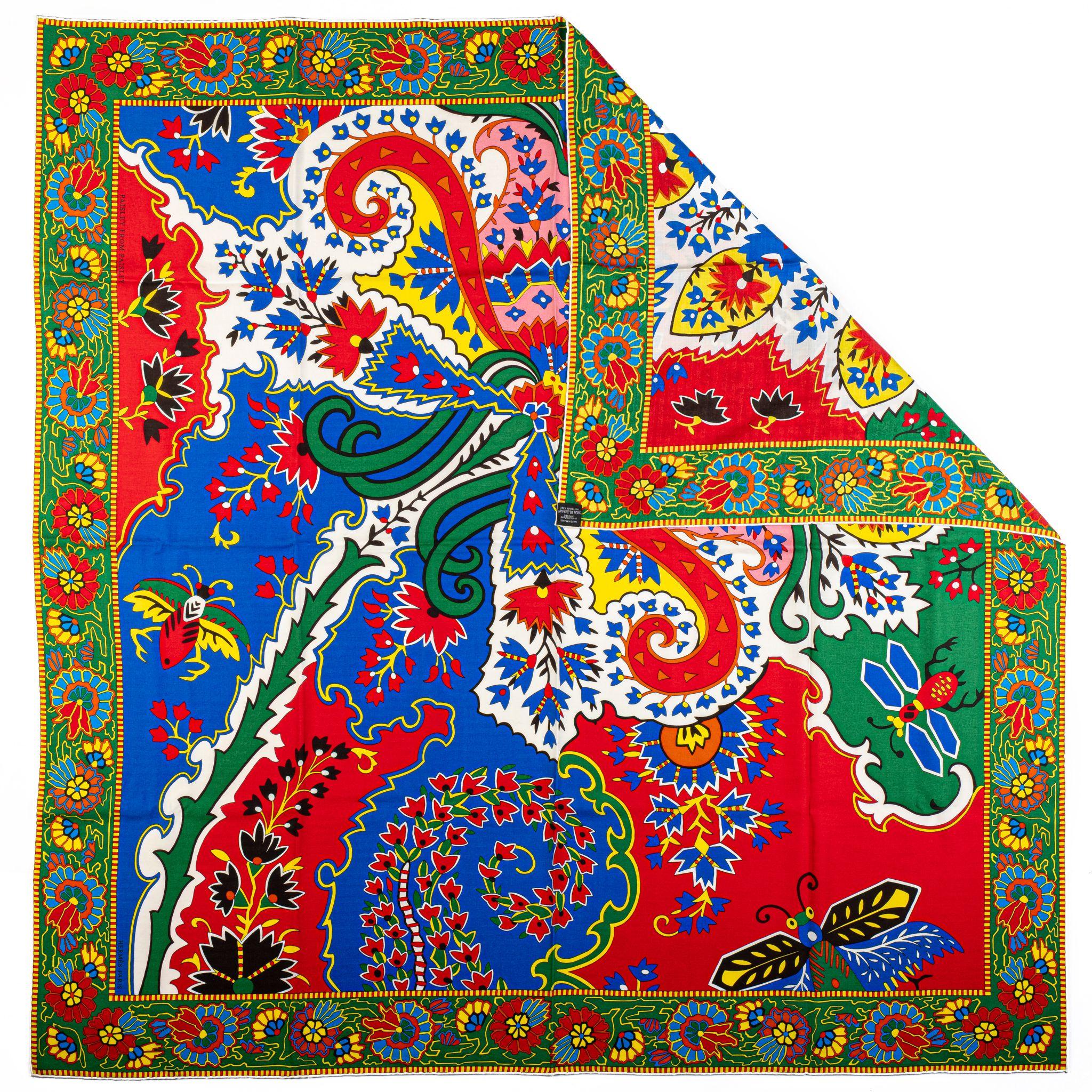 Hermès new Paisley from paisley cashmere and silk blend shawl. Comes with box.
