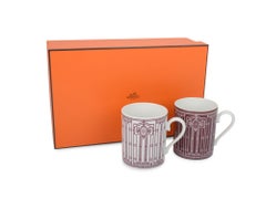 Hermès NIB Set Of 2 Art Deco Coffee Mugs