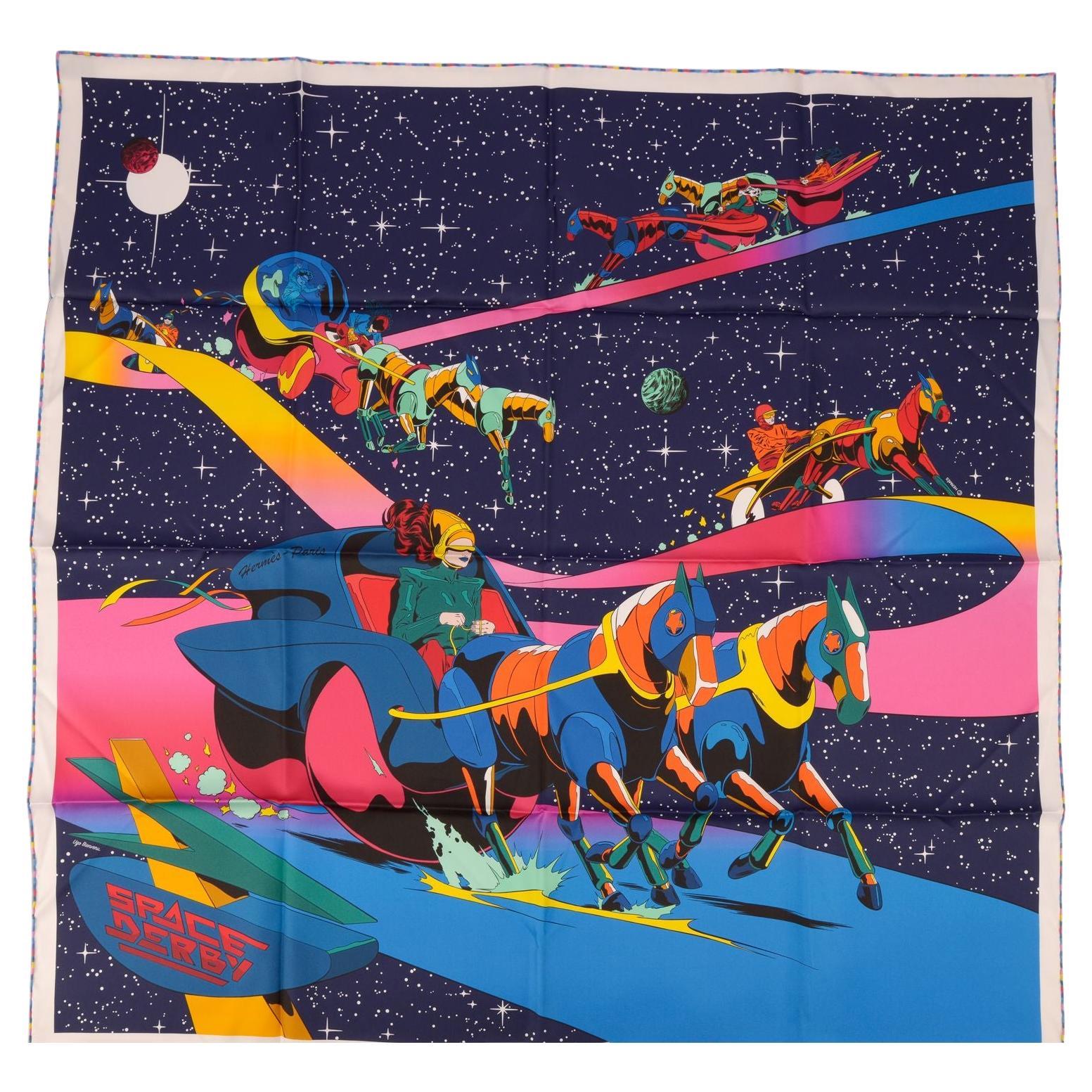 Hermès NIB "Space Derby" Silk Scarf