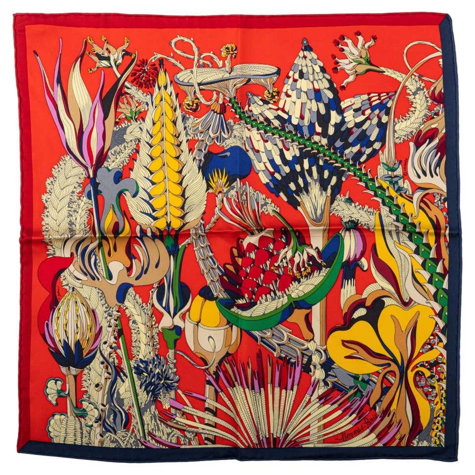 Hermes Red De Watrigant Silk Scarf For Sale at 1stDibs