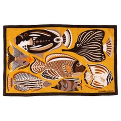 Hermès NIB Jaune Noir Poisson Serviette de plage