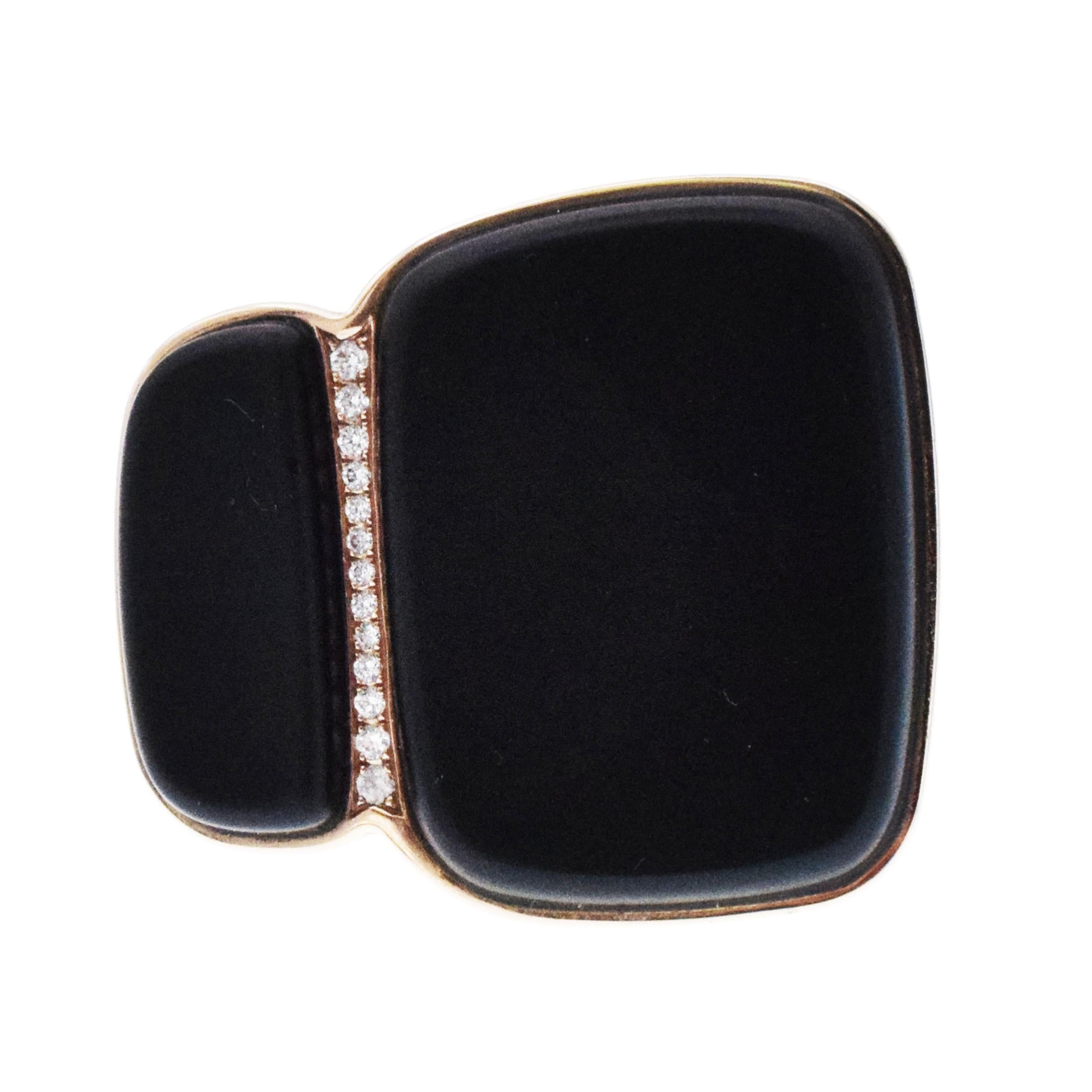 Artist Hermès  Niloticus Lumière black spinel and diamond ring in 18k rose gold.