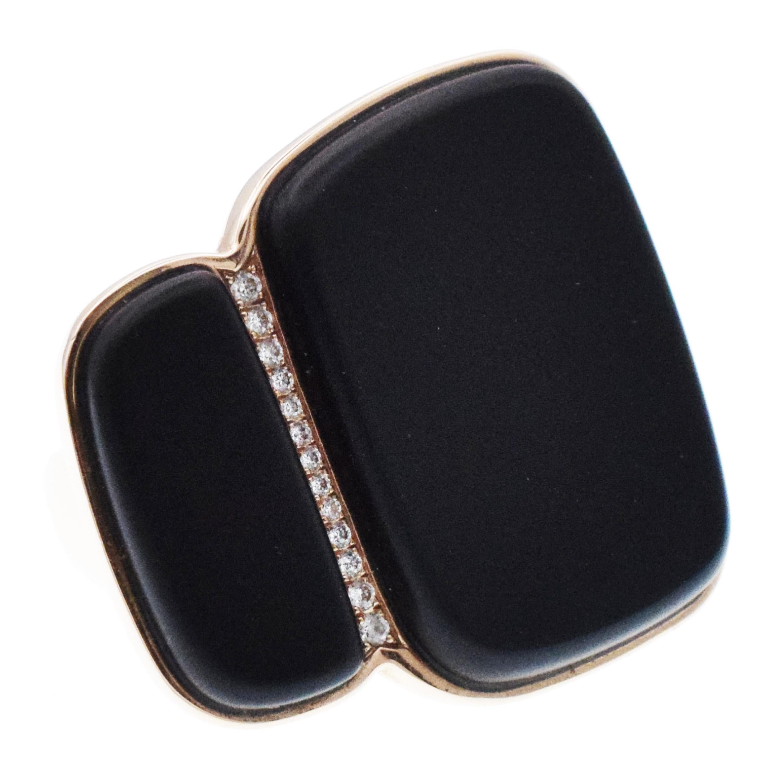 Cushion Cut Hermès  Niloticus Lumière black spinel and diamond ring in 18k rose gold.