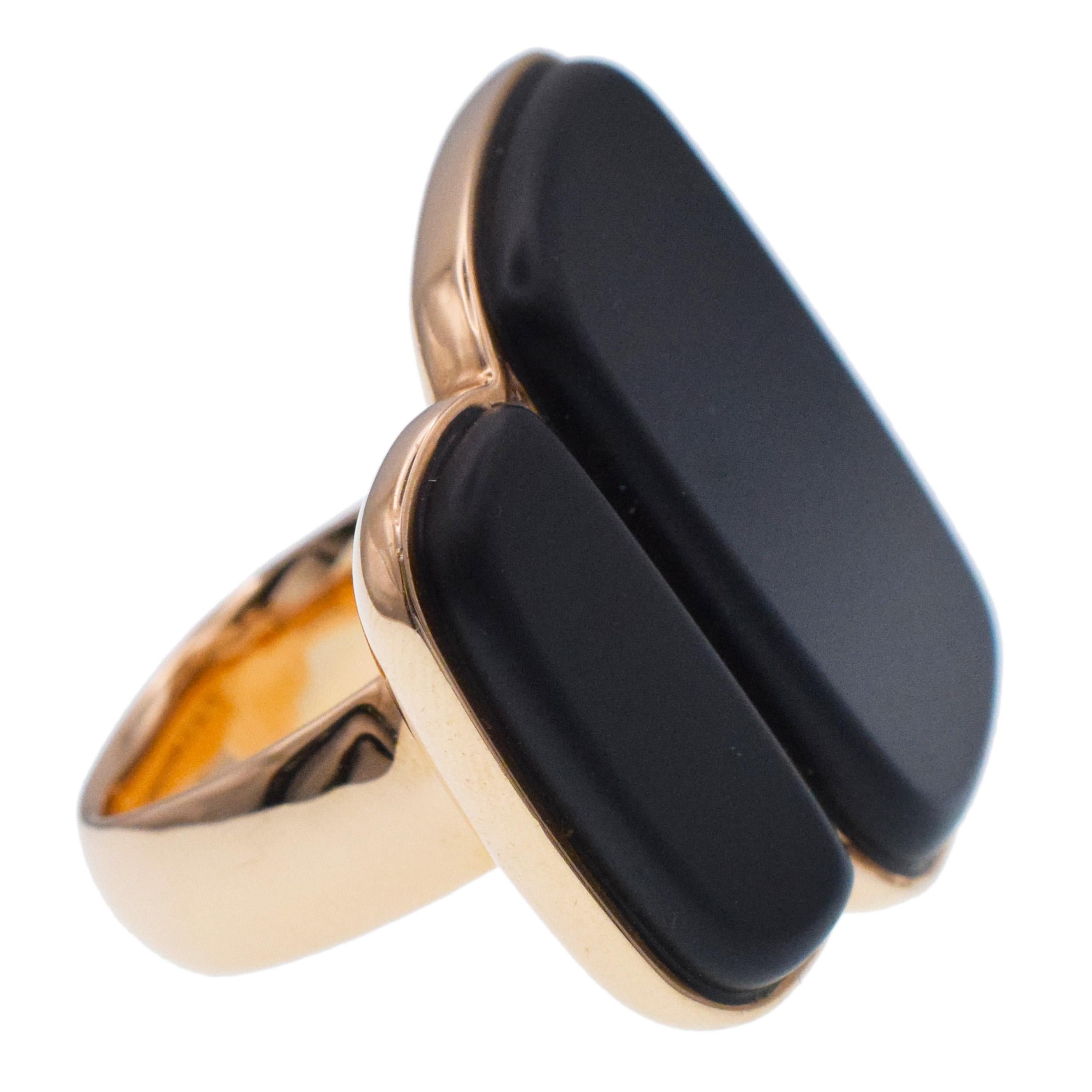 Hermès  Niloticus Lumière black spinel and diamond ring in 18k rose gold. In Excellent Condition In New York, NY