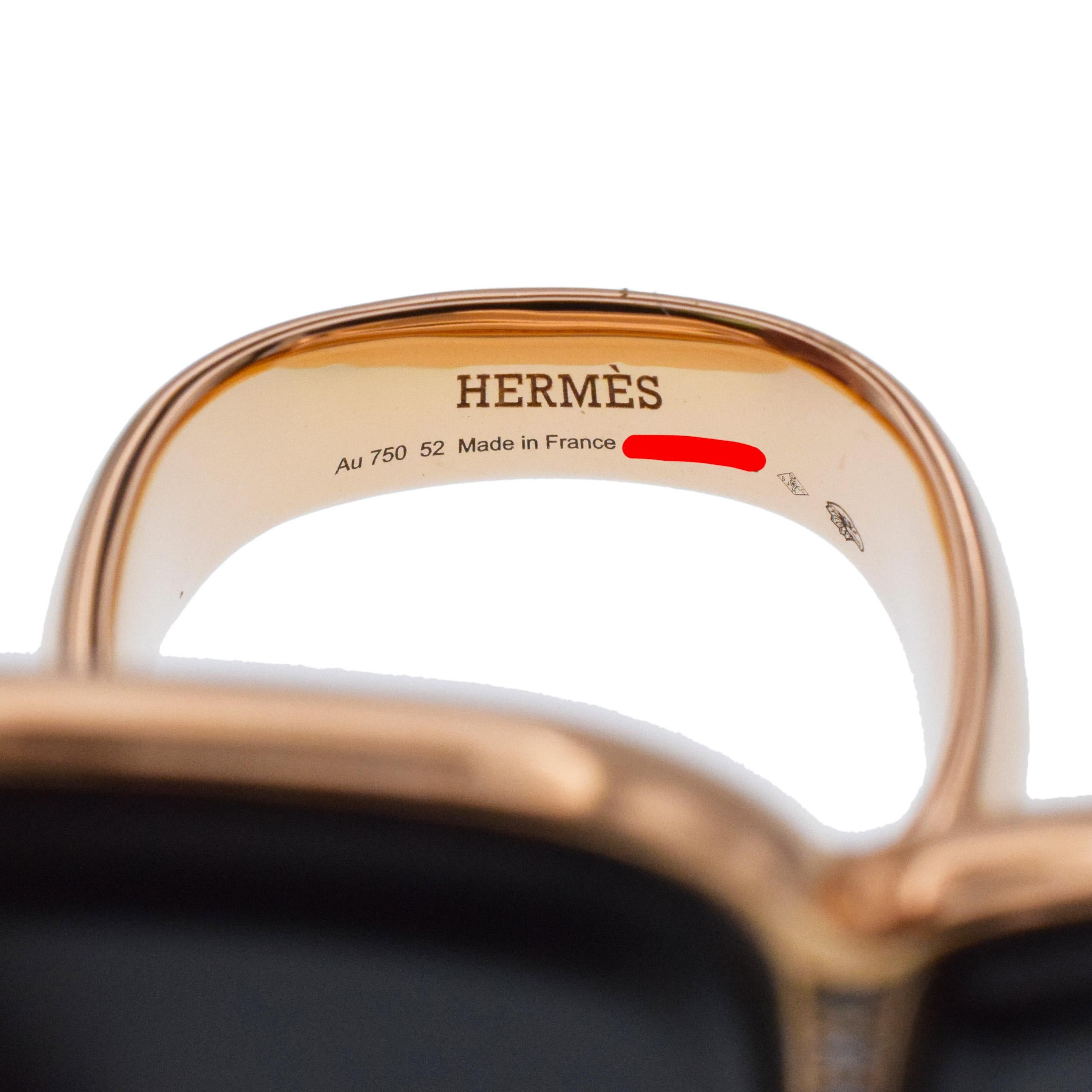Hermès  Niloticus Lumière black spinel and diamond ring in 18k rose gold. 2