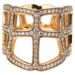 Hermes Niloticus Ombre Diamond 18k Rose Gold Cocktail Ring Sz 5 1/2