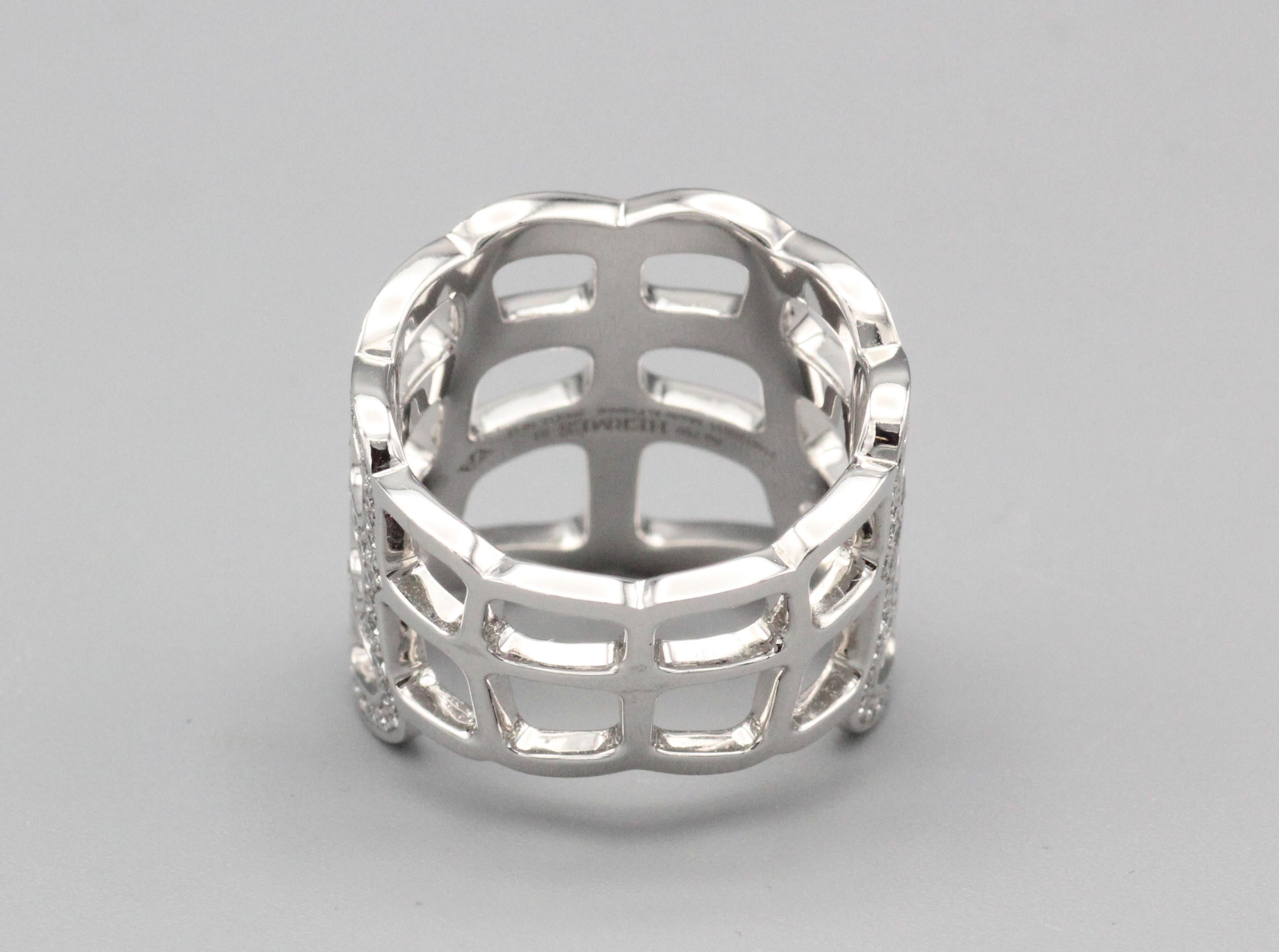 Brilliant Cut Hermes Niloticus Ombre Diamond 18k White Gold Ring Size 6.5 For Sale