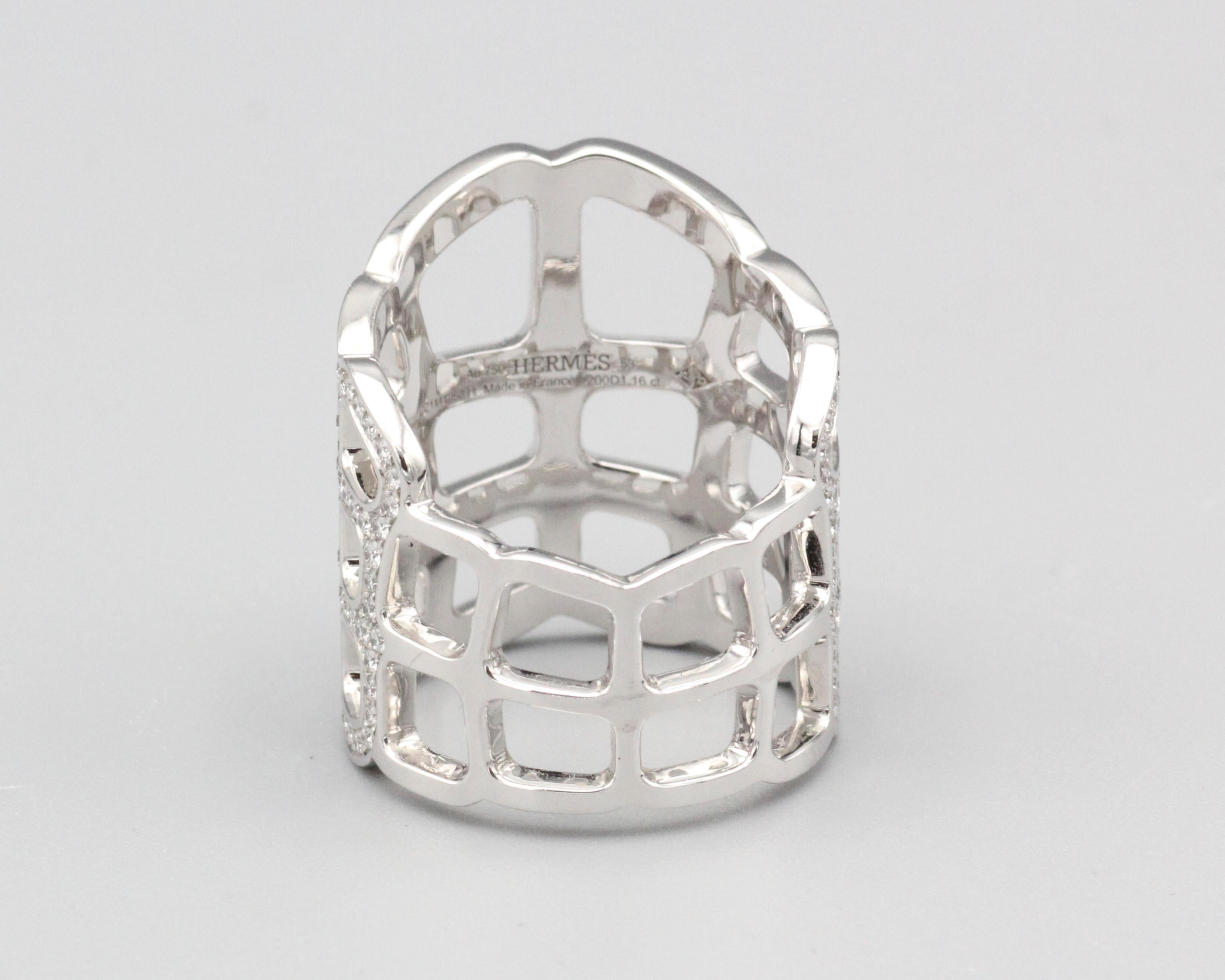 Hermes Niloticus Ombre Diamant 18k Weißgold Ring Größe 6,5 im Angebot 2