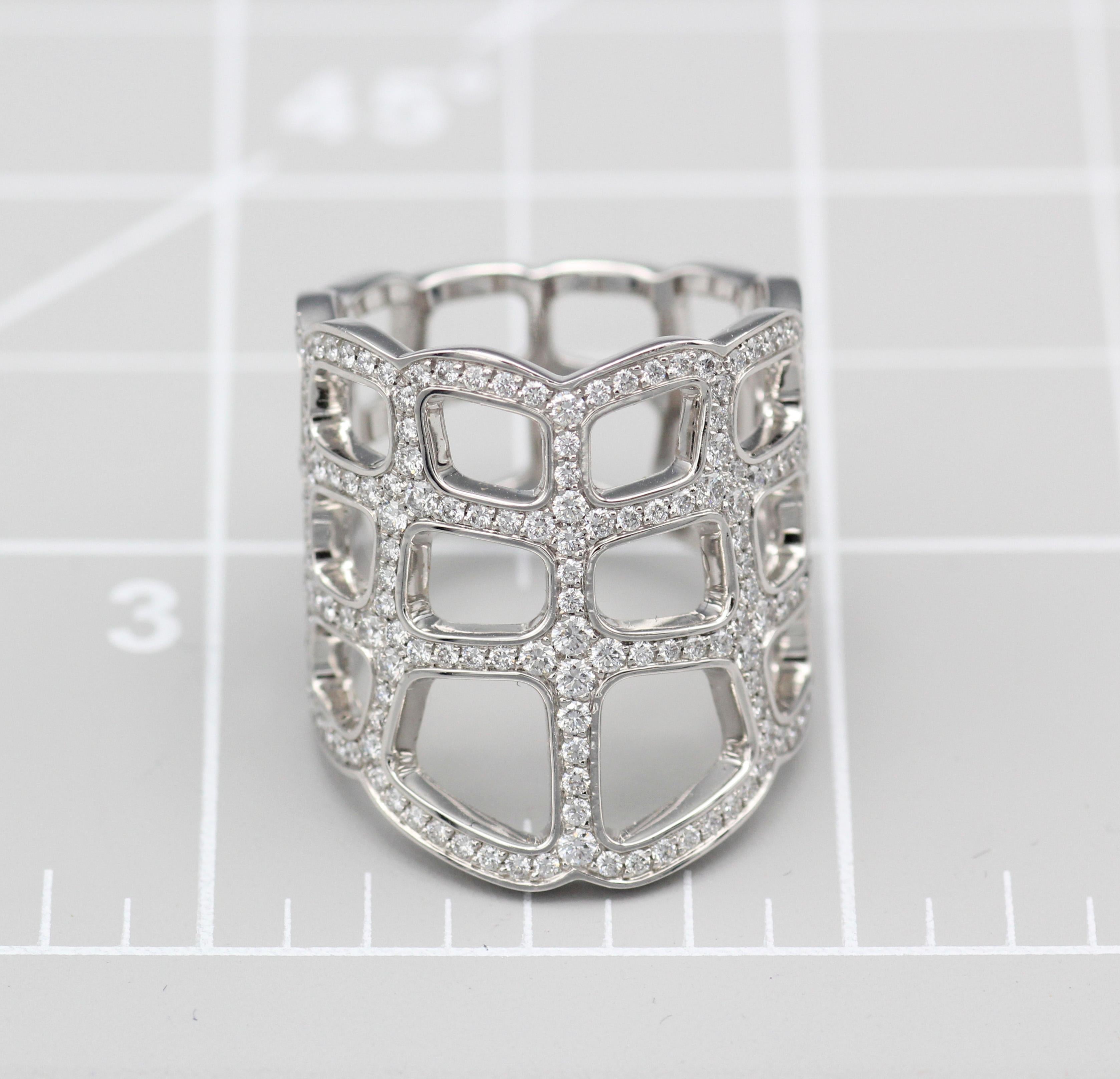 Hermes Niloticus Ombre Diamond 18k White Gold Ring Size 6.5 For Sale 2