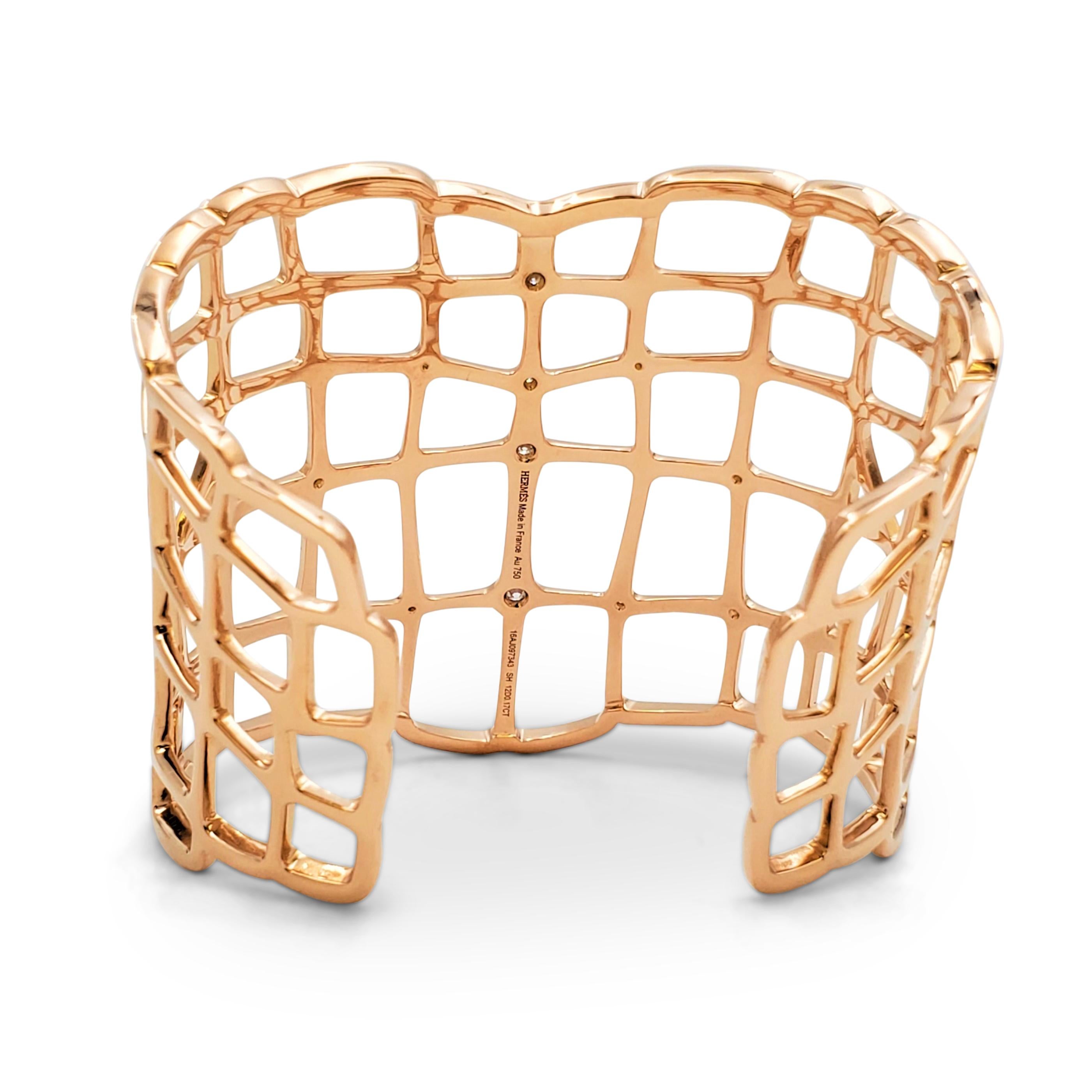  Hermès - Bracelet 'Niloticus Ombre' en or rose et diamants:: grand modèle Pour femmes 