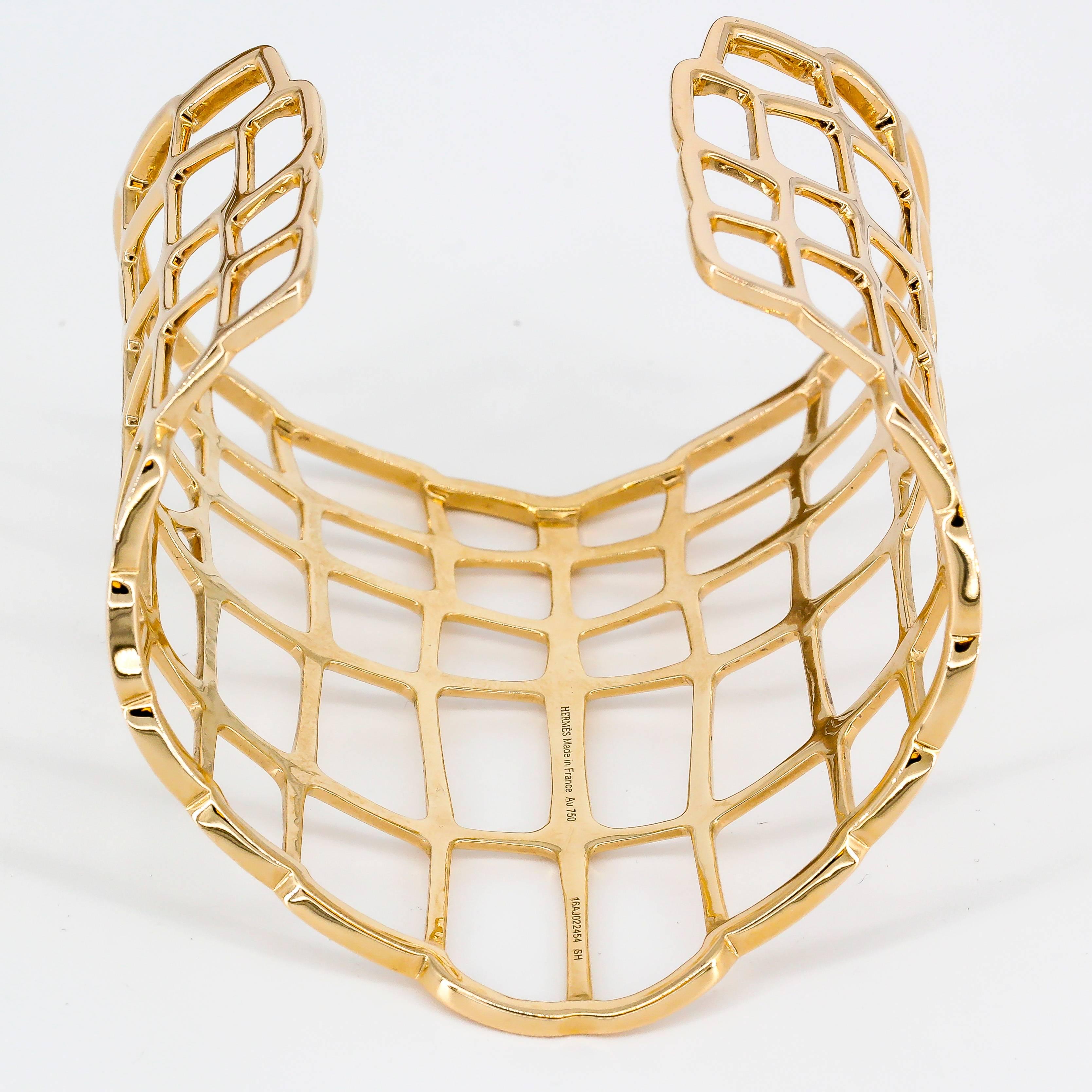 Hermes Niloticus Ombre Rose Gold Cuff Bracelet In Excellent Condition In New York, NY