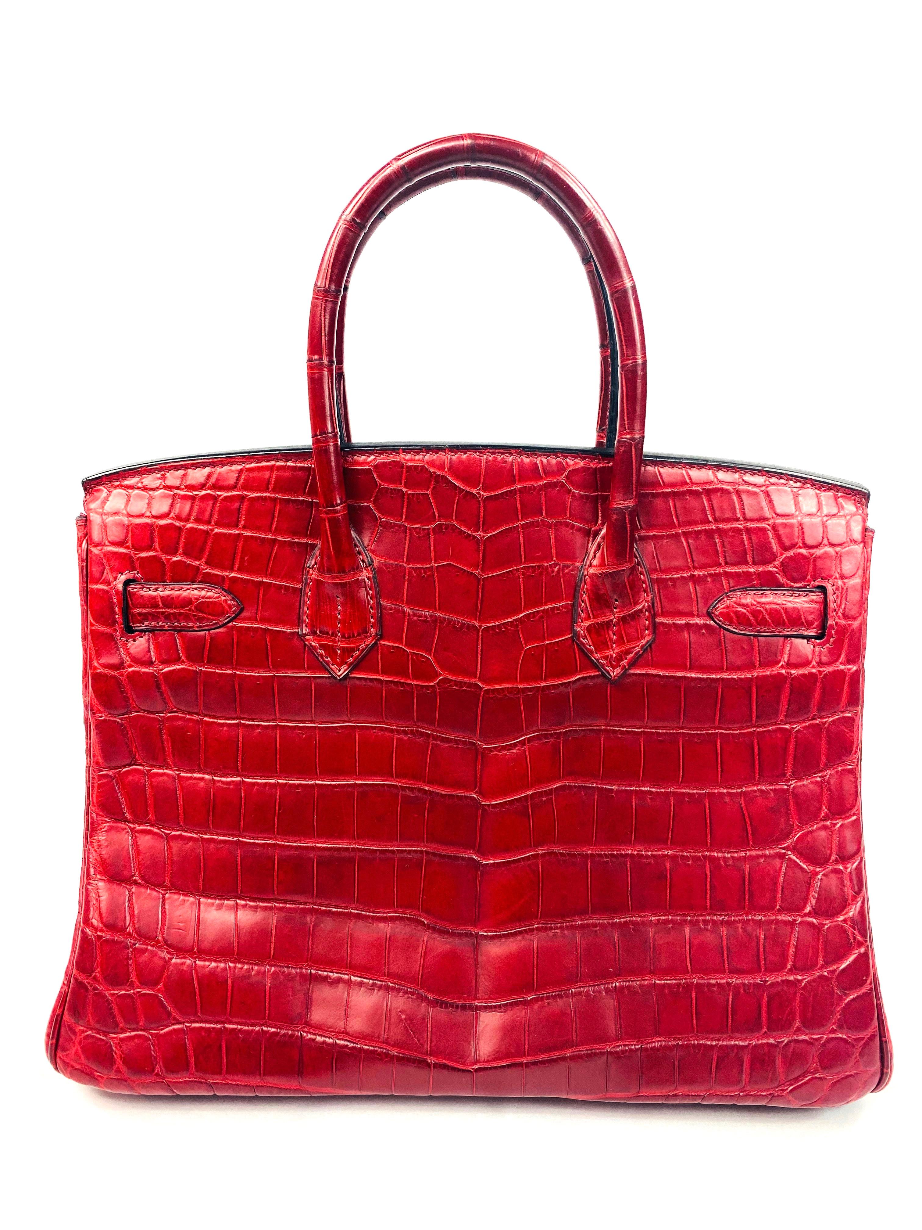 Hermès Niloticus Red Crocodile Leather Birkin 30 Handbag In Excellent Condition In Beverly Hills, CA