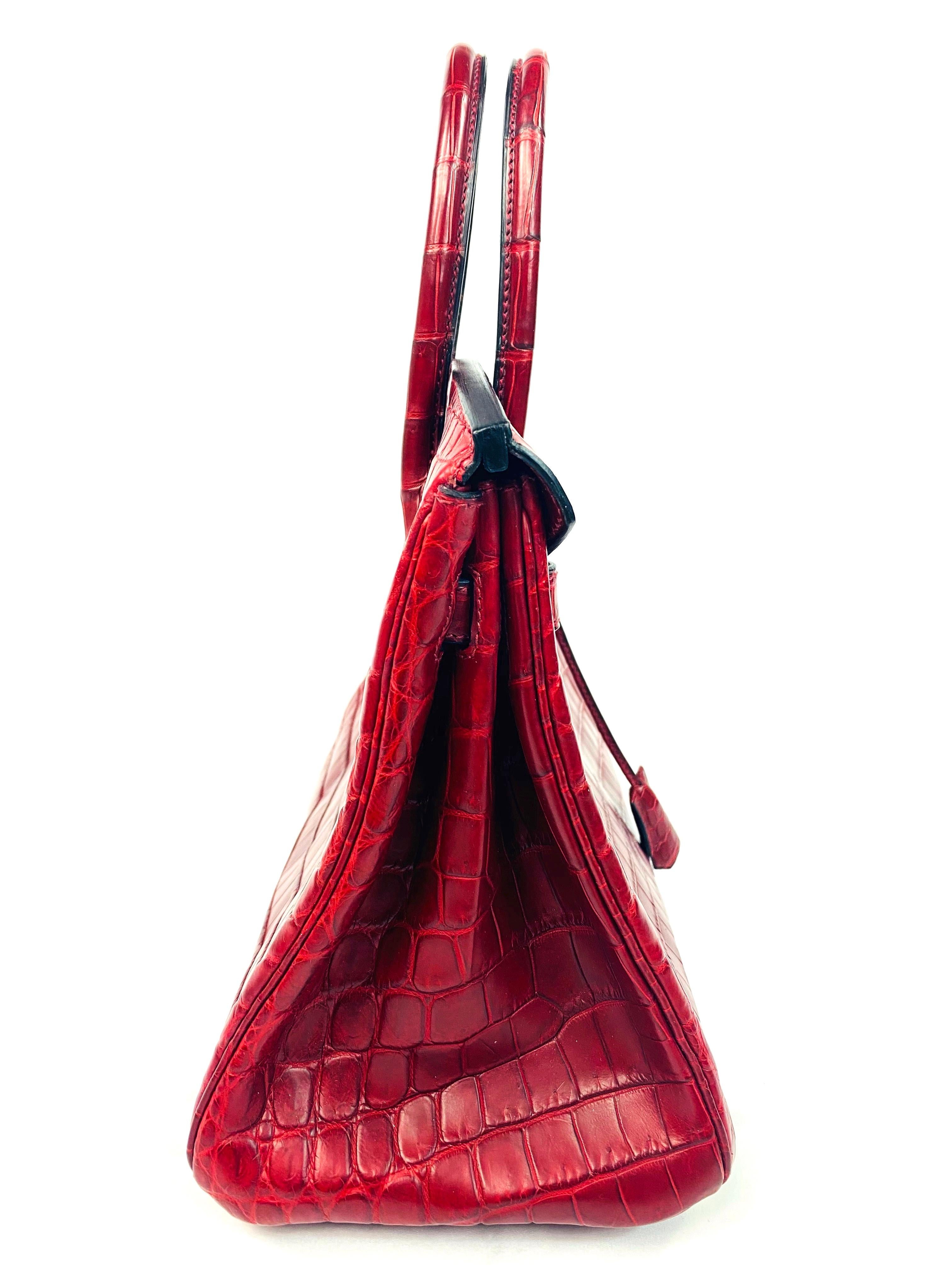 Women's or Men's Hermès Niloticus Red Crocodile Leather Birkin 30 Handbag