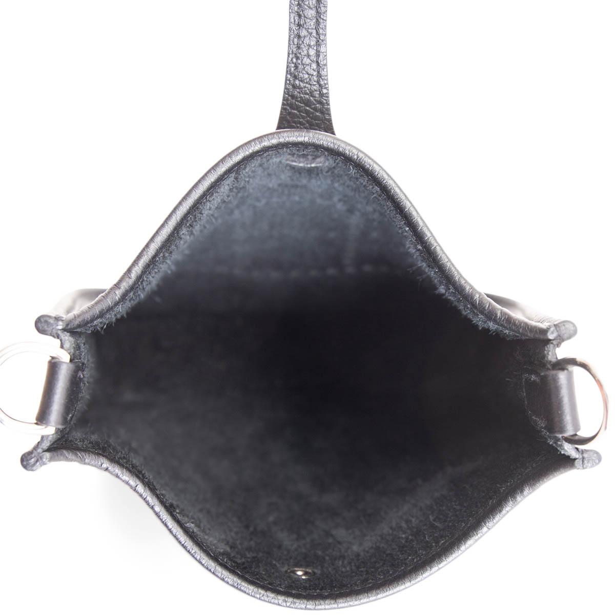 Black HERMES Noir black Clemence leather EVELYNE 16 AMAZONE TPM Bag Palladium