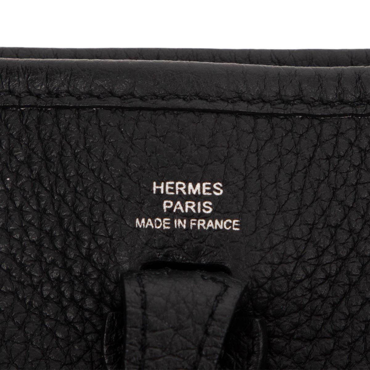 HERMES Noir black Clemence leather EVELYNE 16 AMAZONE TPM Bag Palladium In Excellent Condition In Zürich, CH
