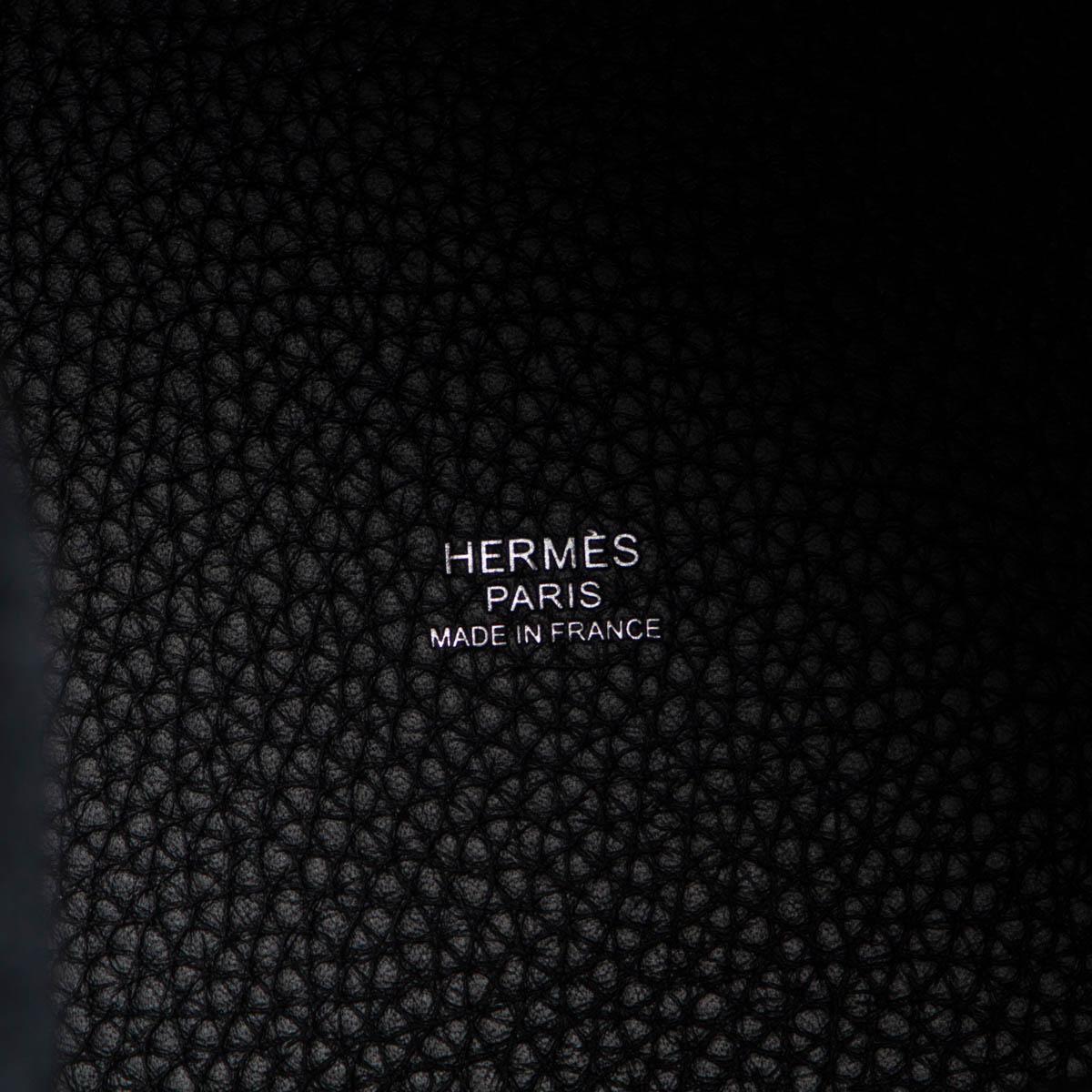 Black HERMES Noir black Clemence leather PICOTIN 22 LOCK Bag Palladium BNIB