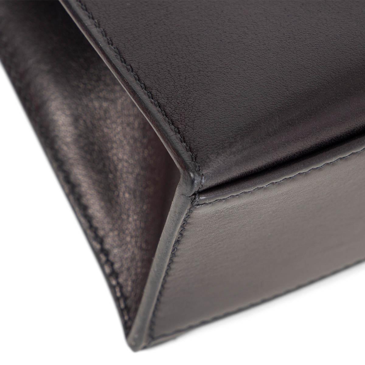 HERMES Noir black Swift leather KELLY POCHETTE Clutch Bag Gold 7