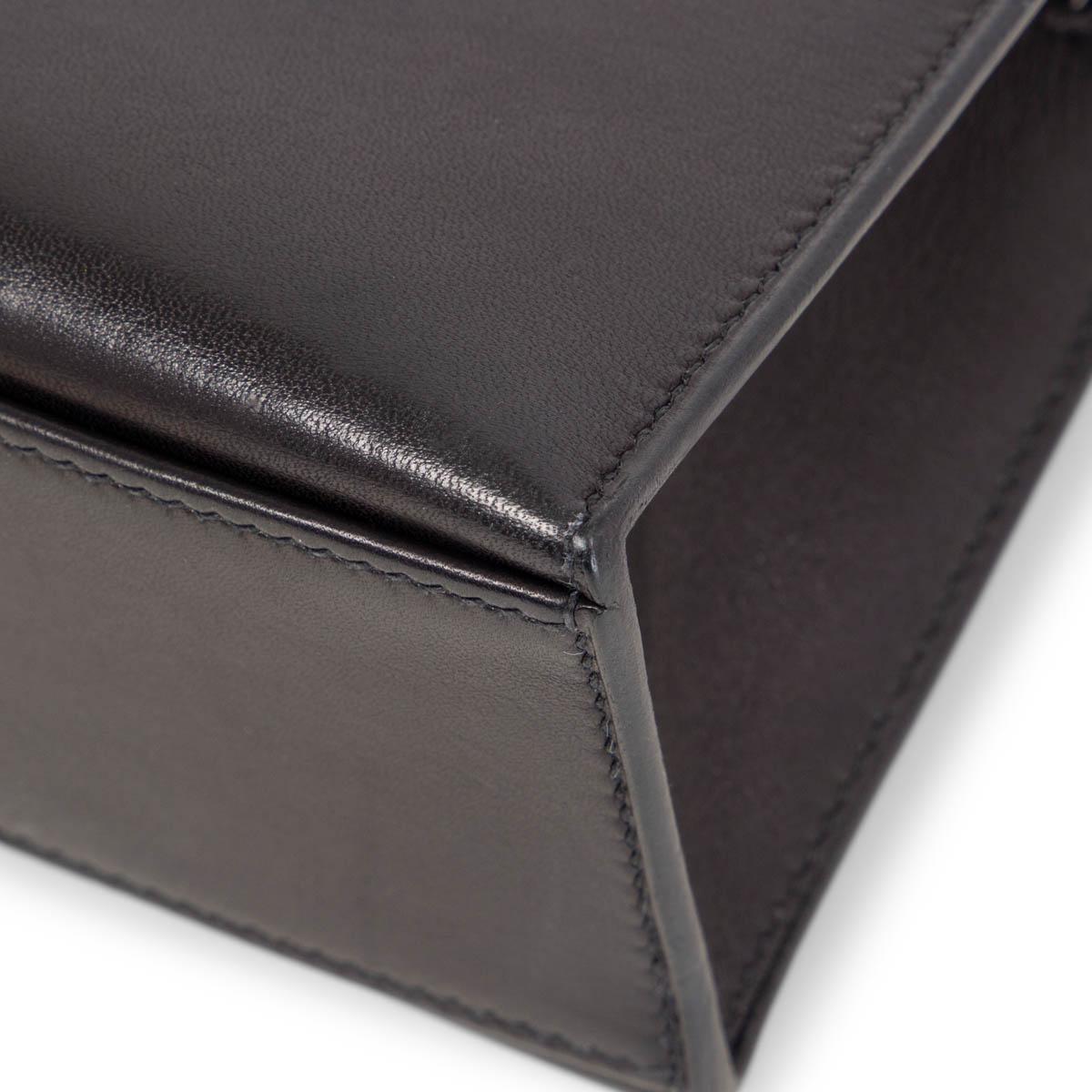 HERMES Noir black Swift leather KELLY POCHETTE Clutch Bag Gold 8
