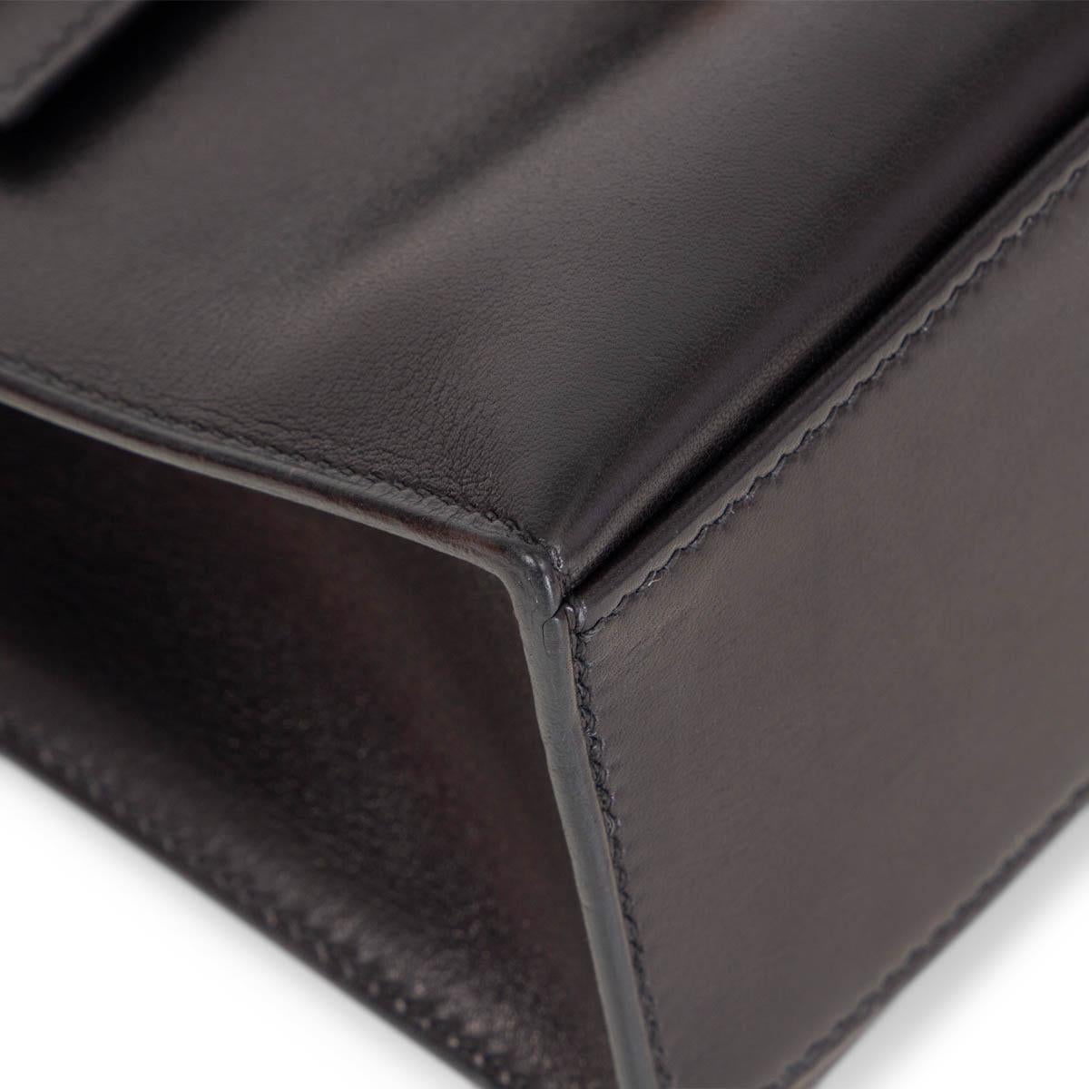 HERMES Noir black Swift leather KELLY POCHETTE Clutch Bag Gold 5