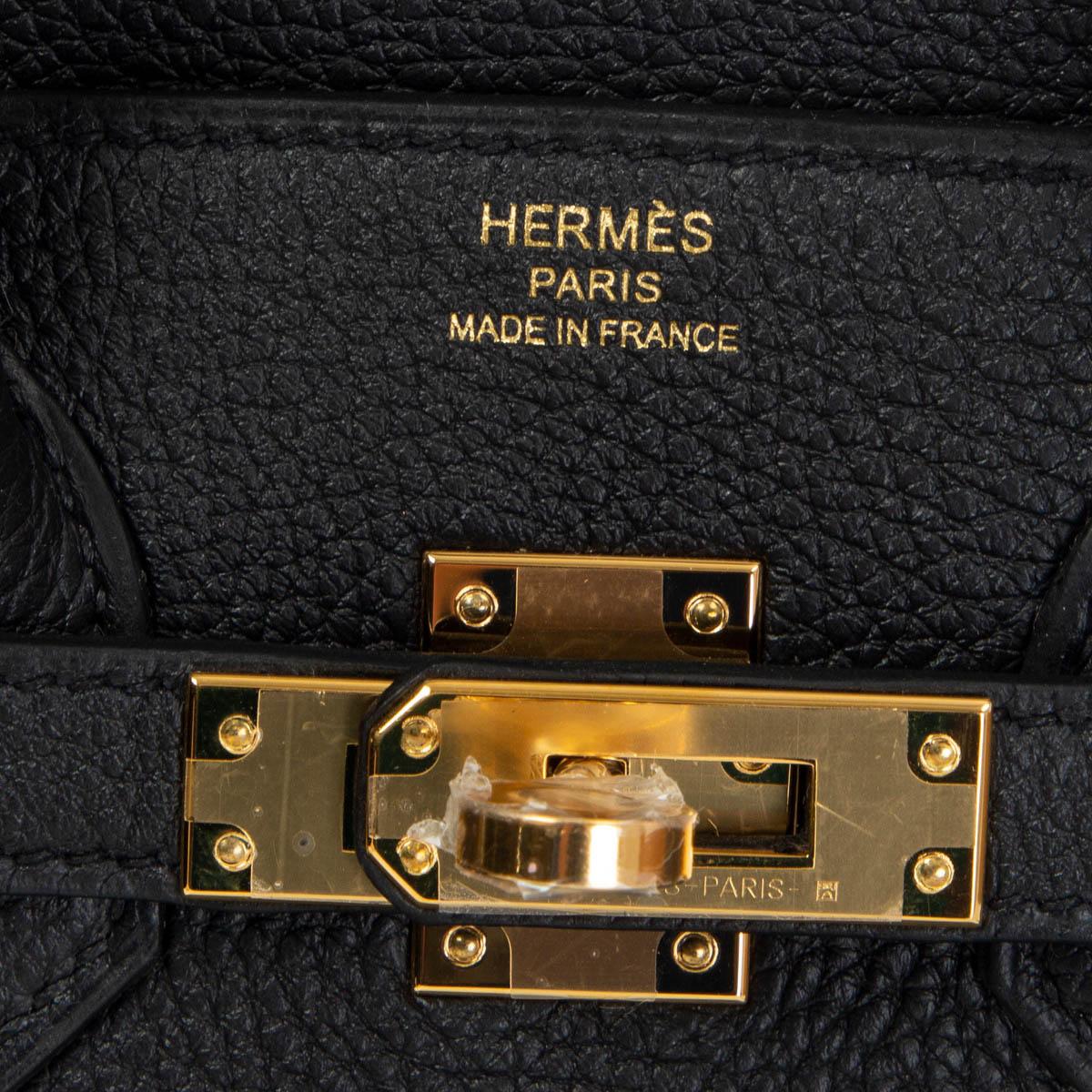 HERMES Noir black Togo leather BIRKIN 25 Bag Gold In New Condition In Zürich, CH