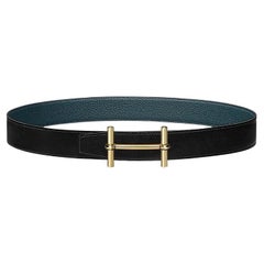 Hermes Noir/Bleu De Prusse H d'Ancre belt buckle & Reversible leather strap 32mm
