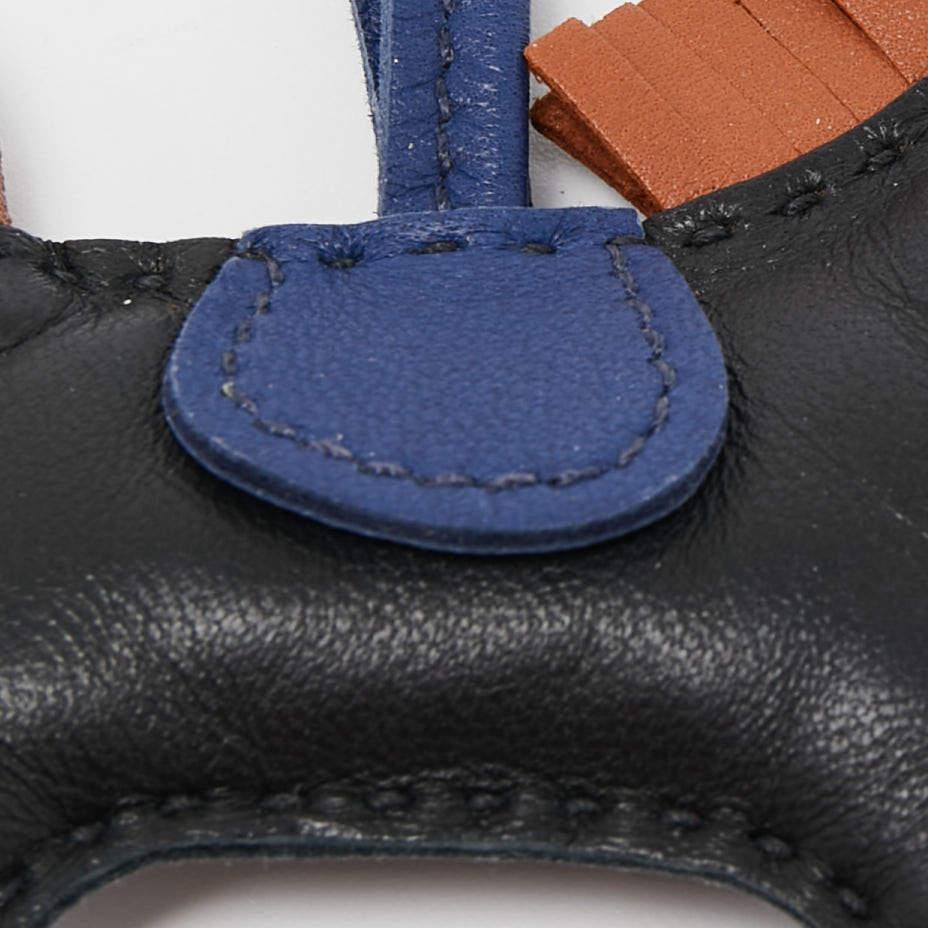 Hermes Noir/Bleu Saphir/Gold Milo Leather GriGri Rodeo Bag Charm PM In Excellent Condition In Dubai, Al Qouz 2