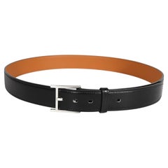 Hermès Noir Box & Gold Chamonix James 32 Belt 90