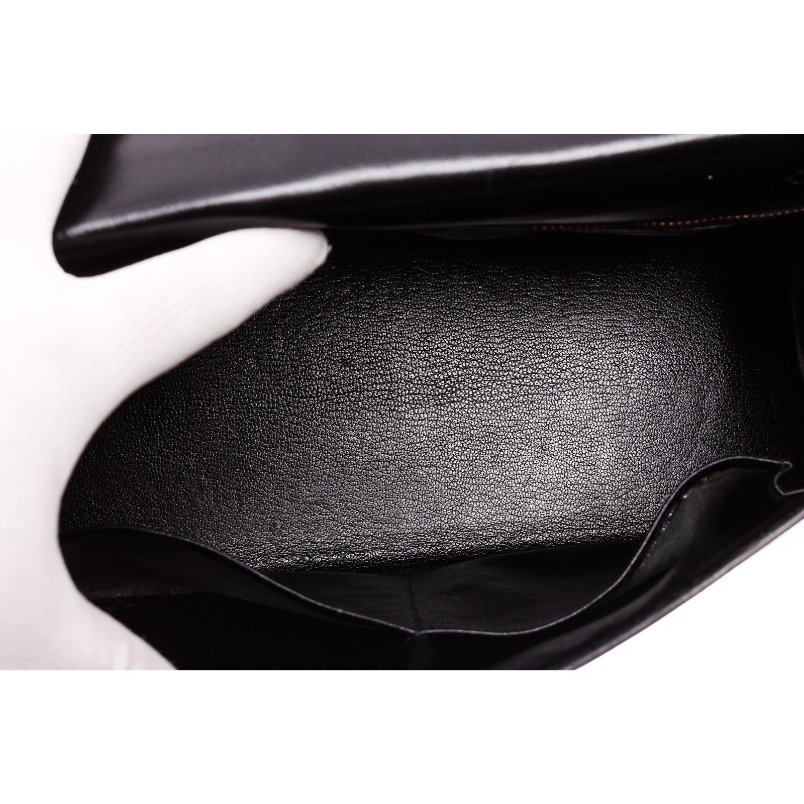 Hermes Noir Box Leather Kelly Sellier 32 Bag at 1stDibs