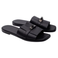 Hermès Sandales Gabriel en cuir noir (EU 46)