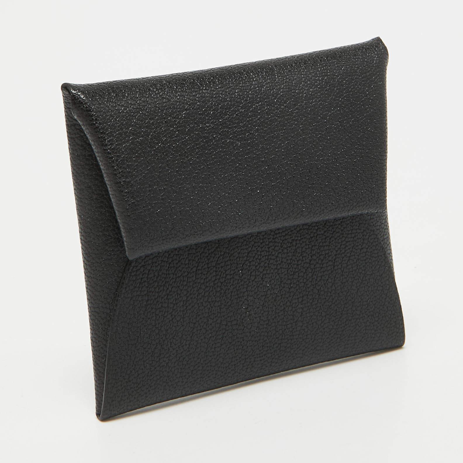 Hermes Noir Chevre Leder Bastia Geldbörse ändern (Schwarz) im Angebot