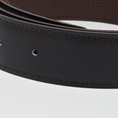 Hermes Noir/Chocolat Box and Togo Leather Reversible Belt Strap 85CM