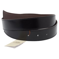 Hermes Noir/Chocolat Box and Togo Leather Reversible Belt Strap 85CM