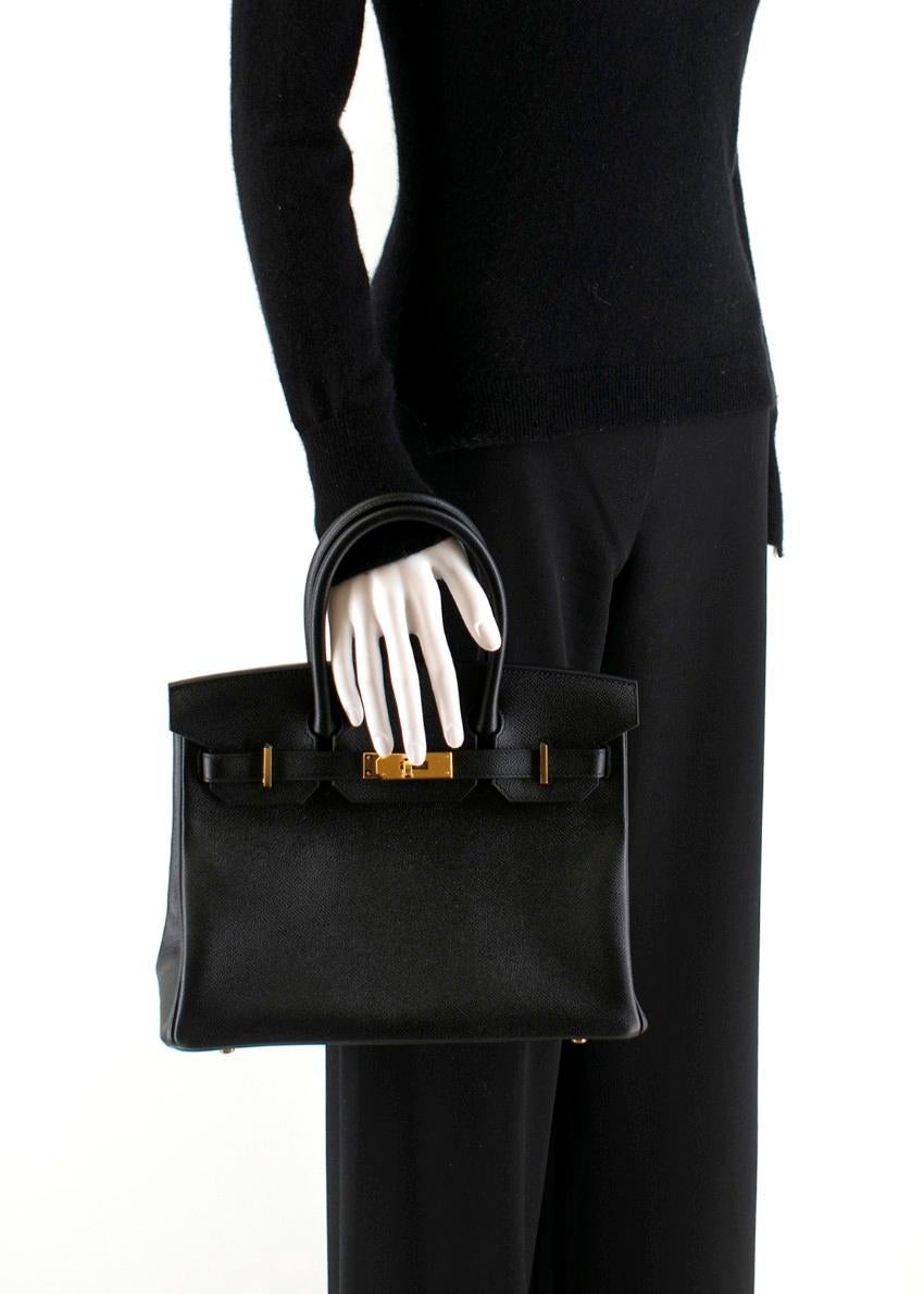 Women's Hermes Noir Epsom Leather 30cm Birkin